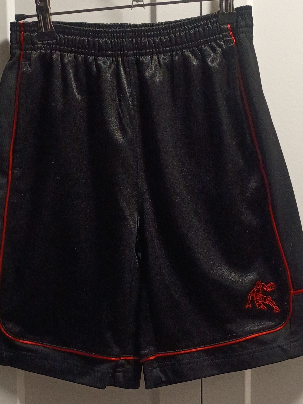 And1 Black Shorts with Red Embroidered Logo and Piping
